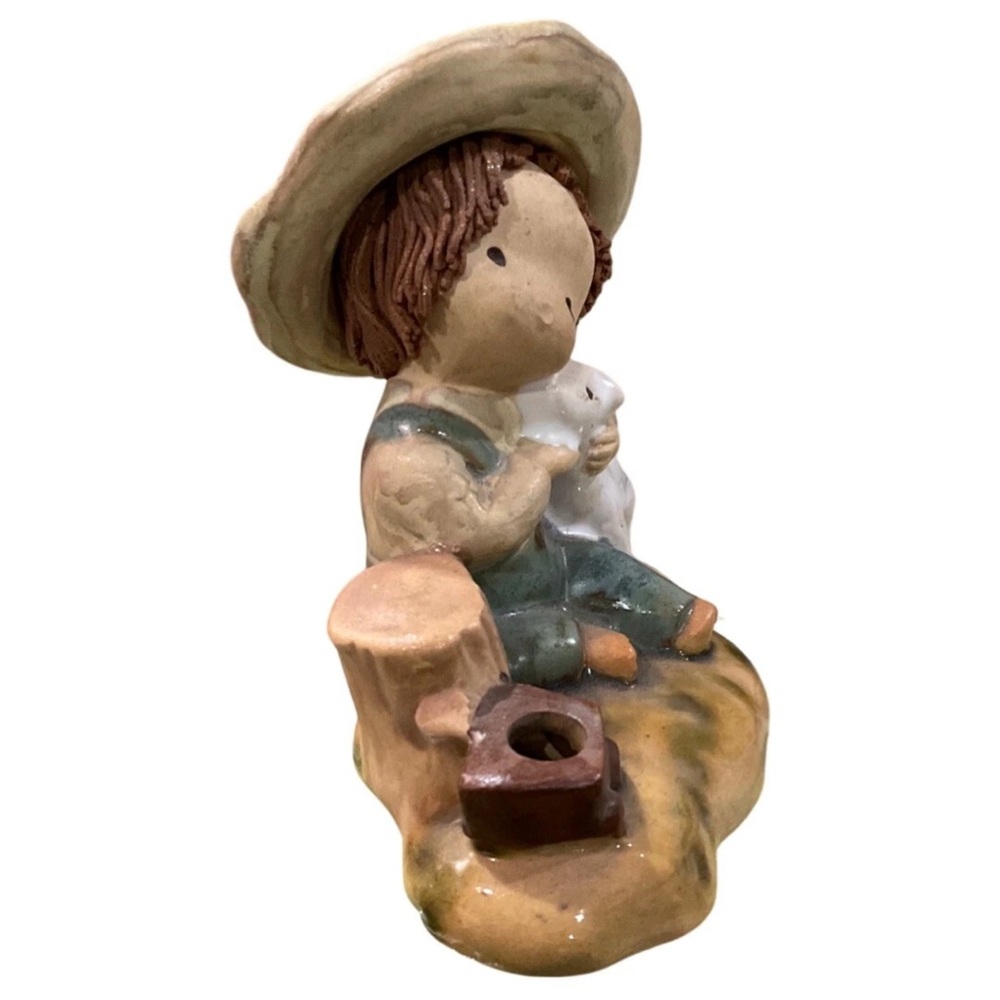 Vintage UCTCI Japan Porcelain Boy & Lamb Figurine w Bud Vase | 1960s - Picture 8 of 8